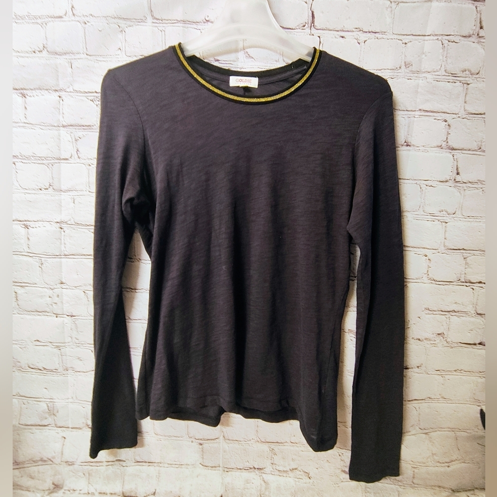 Goldie LeWinter Blue Baselayer Gold Metallic Tipped Ringer Large